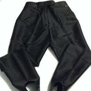 Vintage FERA Skiwear Stirrup Pants Womens 8R Black High Waist Ski Trousers Retro